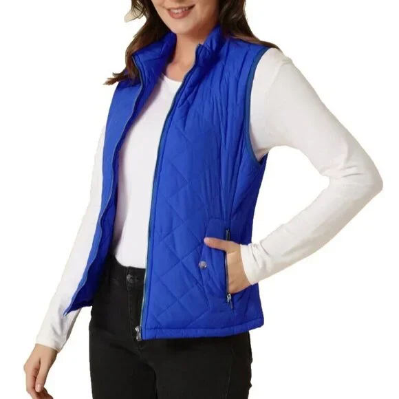 Allegra K Women's Puffer Vest Stand Collar Lightweight Gilet Quited Size Small - Picture 3 of 16